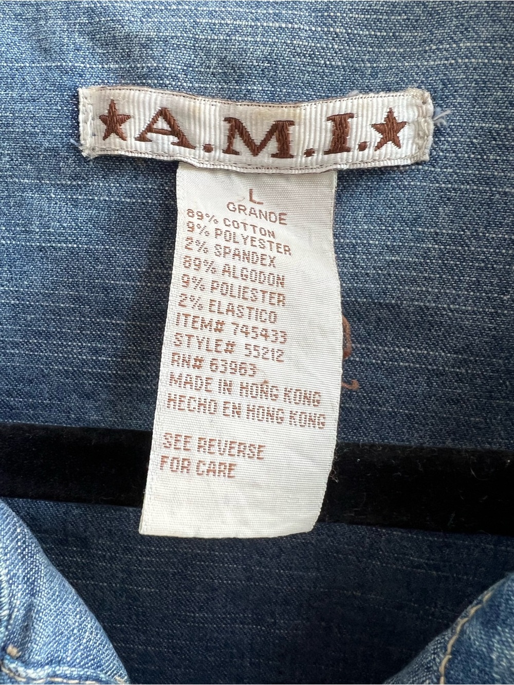 Vintage A.M.I. Stretch Denim Jean Jacket Light Wash Size L - Picture 2 of 8